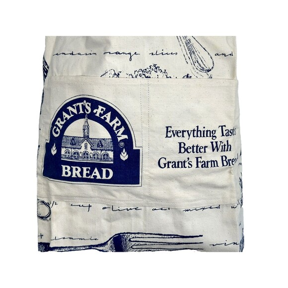 Vintge Apron Tags Textiles 1992 Apron Grant’s Farm Bread Cream & Blue - Picture 9 of 12